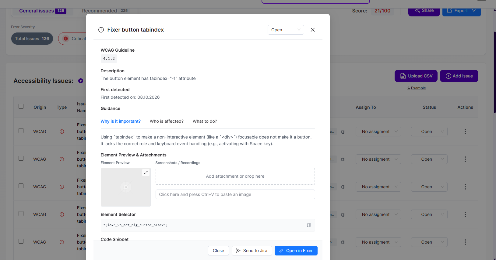 Screenshot illustrating Work with Pluro Fixer and Validate Remediation