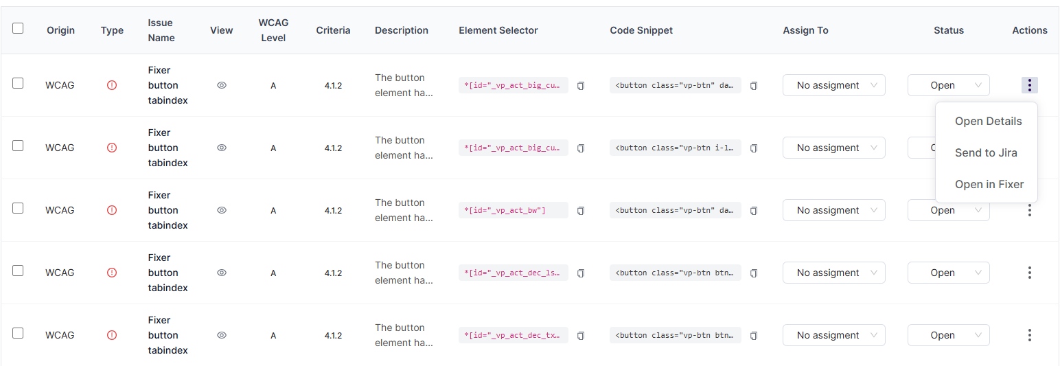 Screenshot illustrating Create a Manual Accessibility Issue