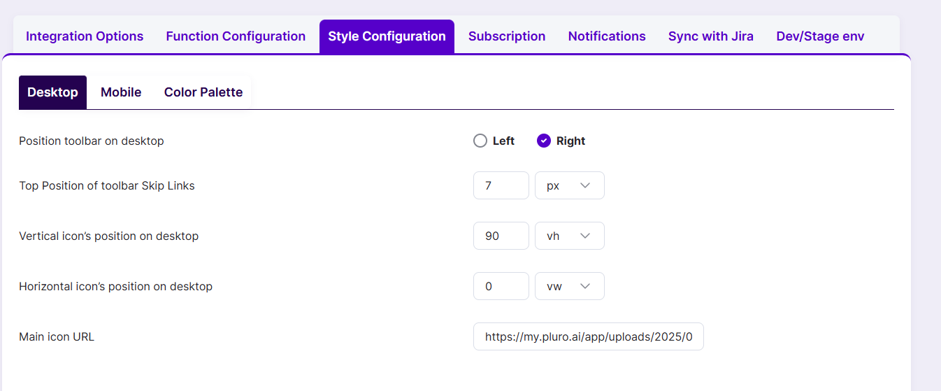 Screenshot illustrating Configure Toolbar Appearance, Position and Colors
