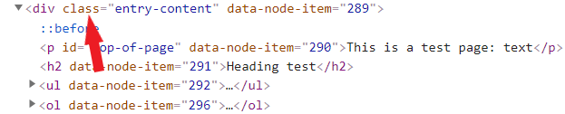 code with the class "entry-content"