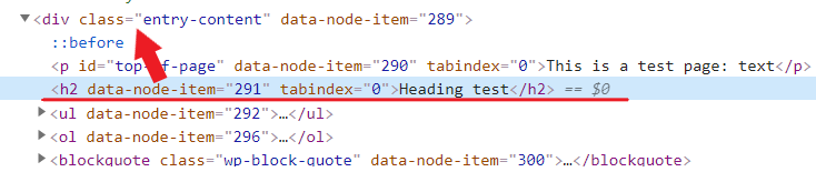 code with the container class "entry-content"