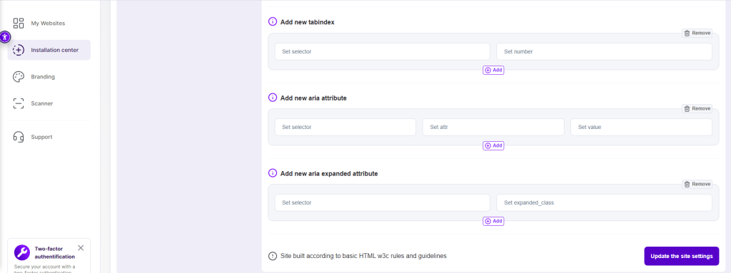 Add new aria attribute