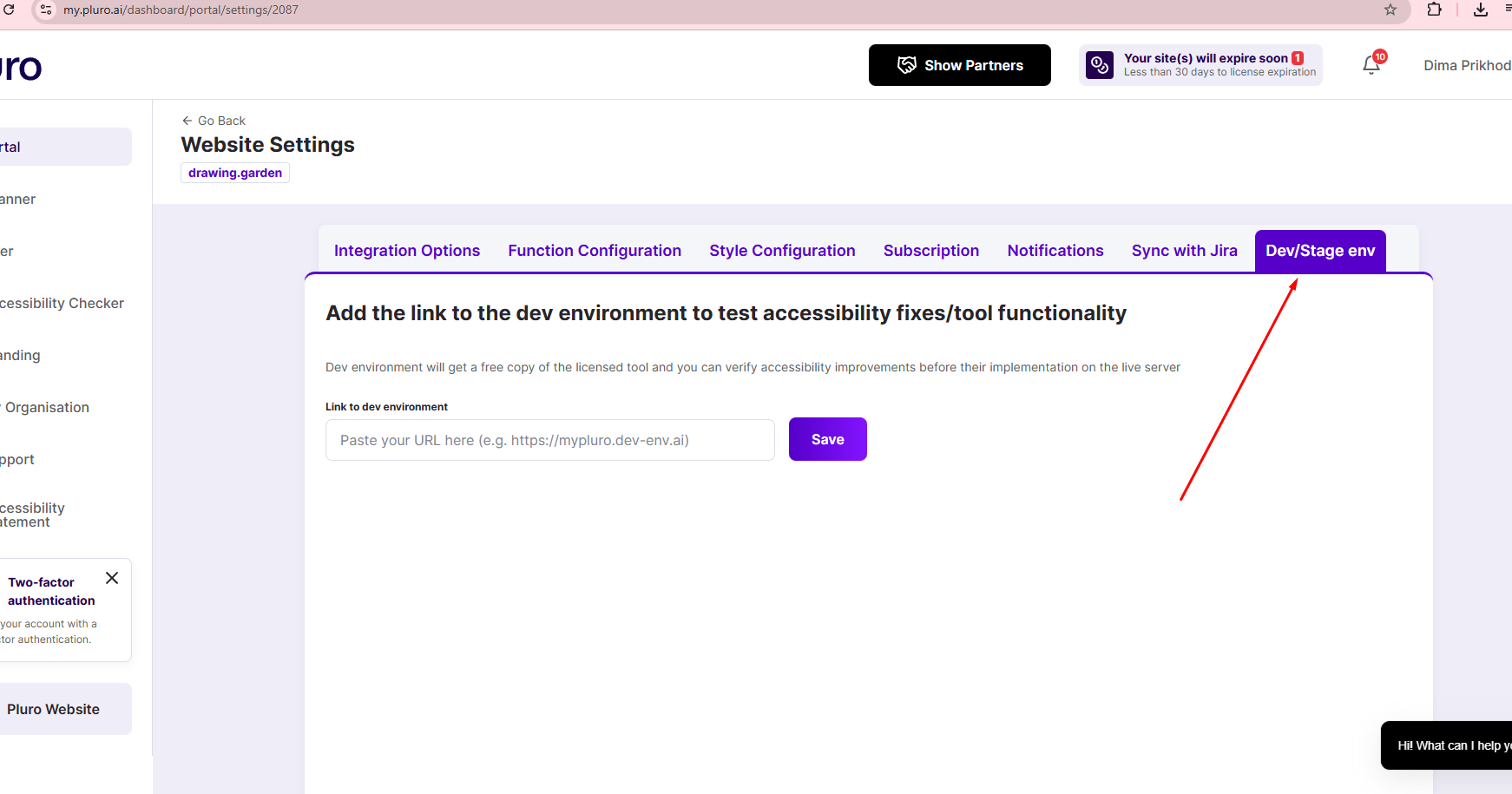 Figure 1 — Dev/Stage env tab location