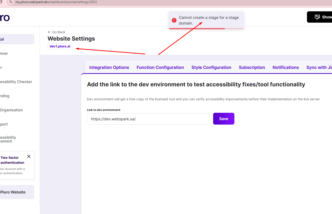Figure 3 — Dev env appears in Portal list
