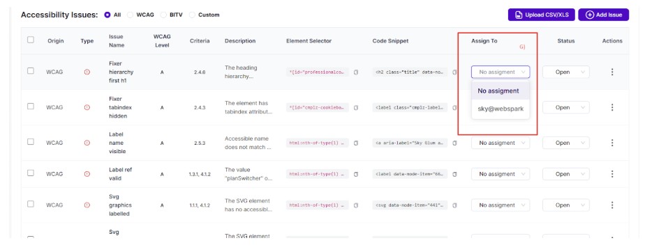 option is used to assign the specified error to the Org Hub