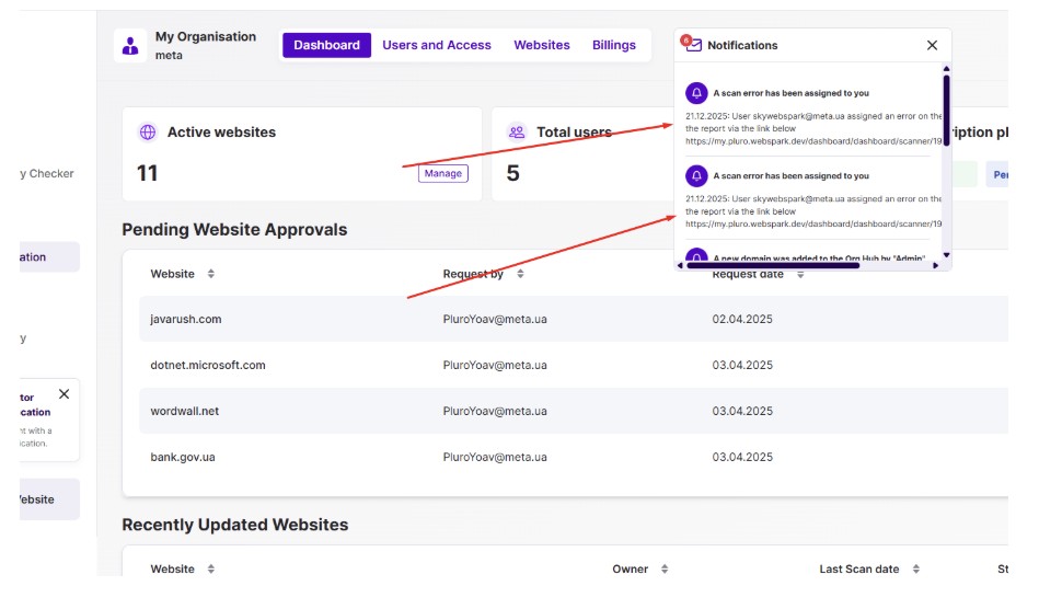 option is used to assign the specified error to the Org Hub
