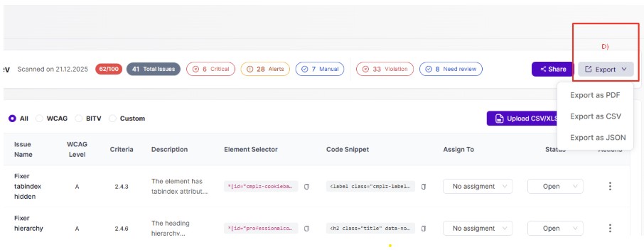 option to convert the HTML report