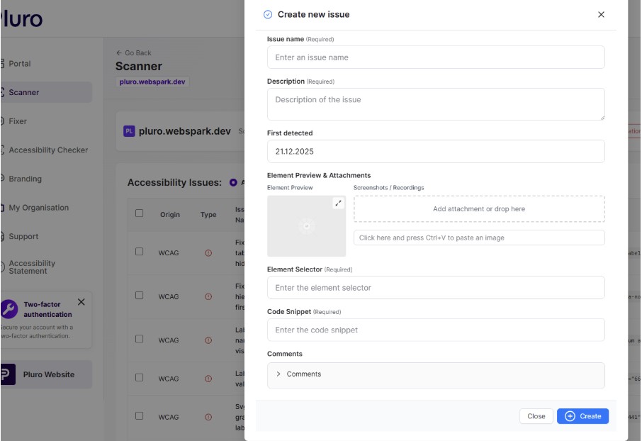 to create an advisor’s error manually