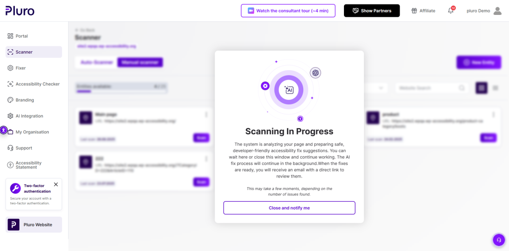4. AI-assisted scanning (loader when the process is in progress)