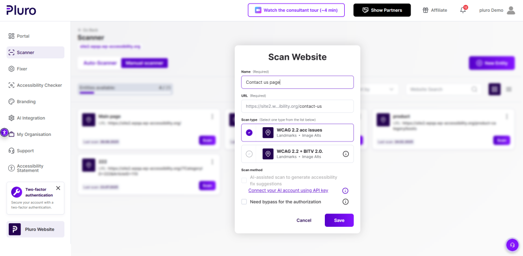 Configuration of the AI account to activate the safe-auto-fixes options during the scanning of new entities and during the scanning of existing entities